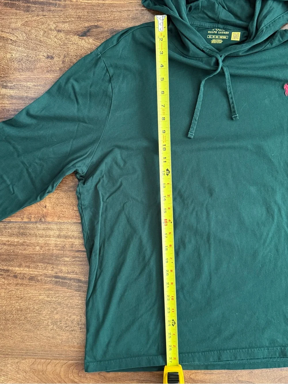 Polo by Ralph Lauren Forest Green Hooded Long Sleeve Tee with Red Pony